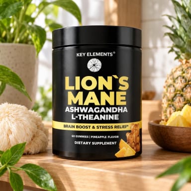 Brain Support Lion's Mane Gummies with Adaptogens for Relaxed Productivity