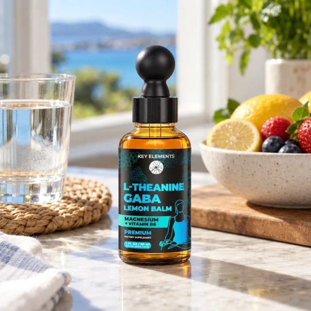 KEY ELEMENTS Calming GABA L Theanine Drops with Lemon Balm, Magnesium and Vitamin B6
