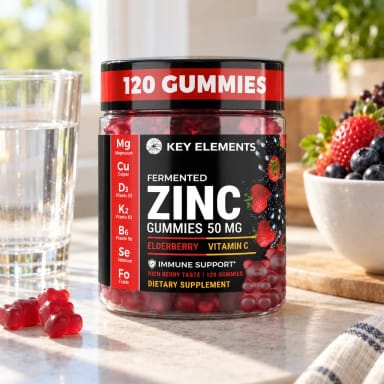 Immune Support Zinc Gummies 50mg with Elderberry Vitamin C and Zinc Supplements Natural Antioxidant