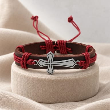 Cross Leatherette Bracelet