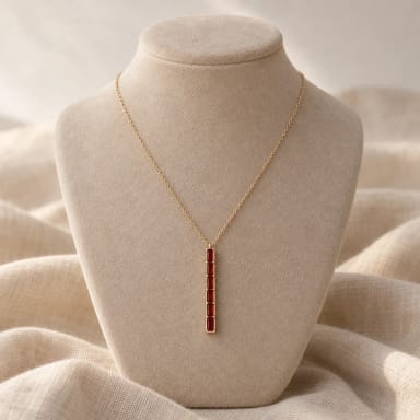 0.50CT Baguette Garnet Diamond January Birthstone Necklace