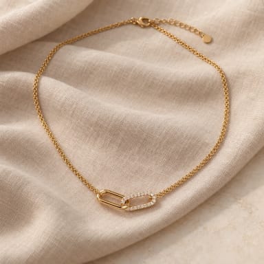 0.48CT Round Cut Moissanite Paperclip Link Necklace for Women
