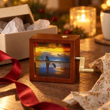Custom Flipbook Frame with Light Hand Cranked Detachable Photos Animation Box, Auto 24-Frame Capture from Video – Unique Anniversary Gift