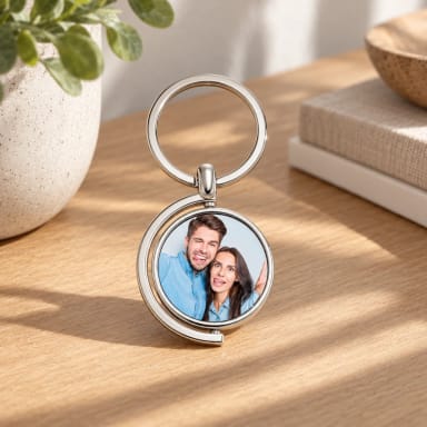 Custom Photo Keychain Whirling Simple Metal Gift For Girlfriend
