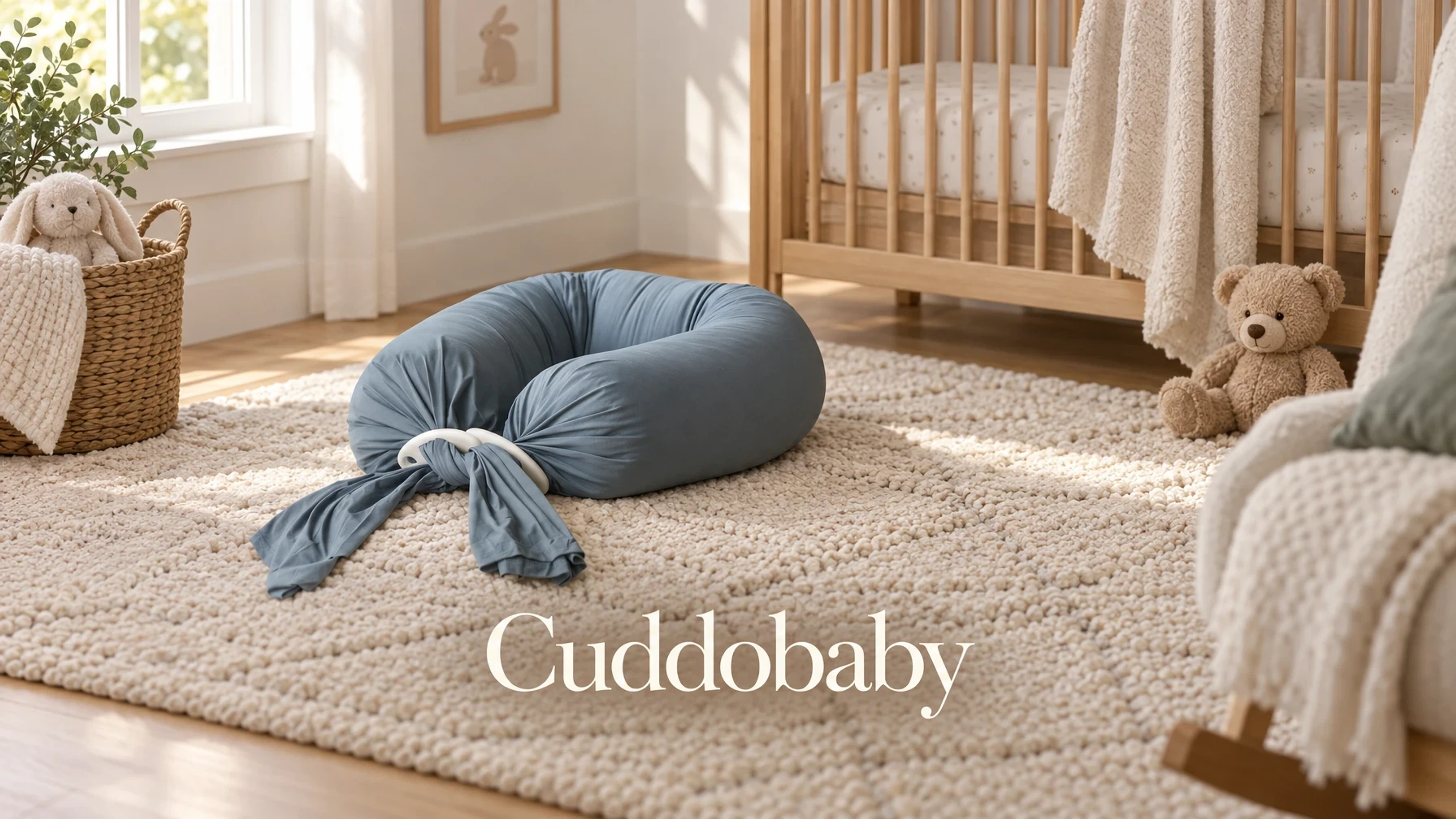 Cuddobaby 5-in-1 Pregnancy Pillow in a bright nursery