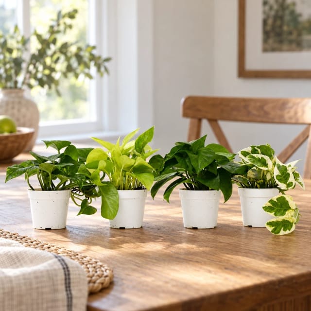 Leaf & Clay 4 Different Pothos Plants in 4" Pots - Live House Plant