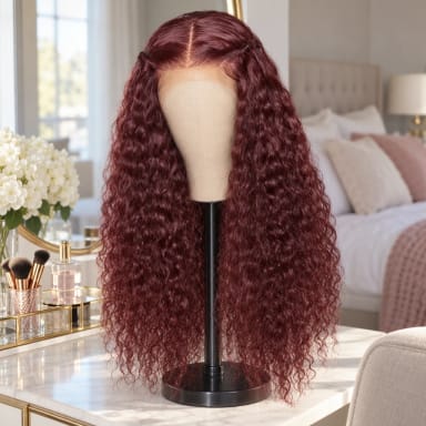 Reddish Brown Spanish Curly 13x4 Lace Front Wig Colored Transparent Lace Curly Human Hair Wigs