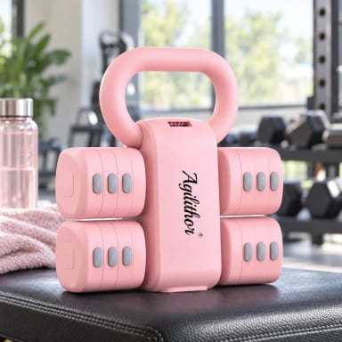 Agilithor 2-in-1 Adjustable Kettlebell & Dumbbell Set – Space-Saving Strength Training Equipment for Home Gym