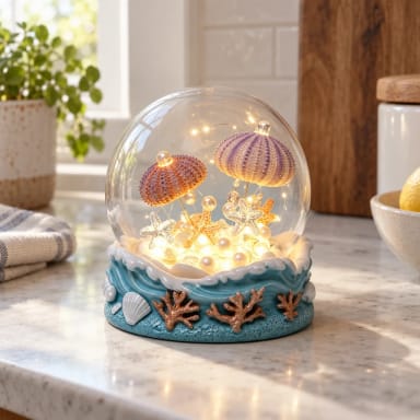 Sea Urchin Night Light – Ocean Wave Base & Warm Glow