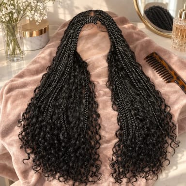 36" Knotless 9x6 Lace Braided Boho Box Braids Lace Wig Flash Deal