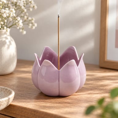 Purple Auspicious Cloud Ceramic Incense Holder