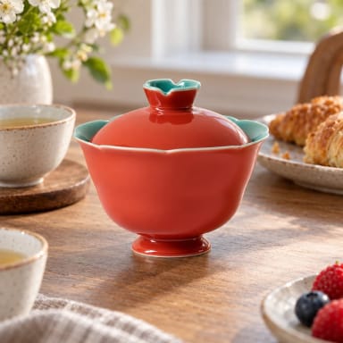 Chinese Red Thin-Walled Porcelain Gaiwan