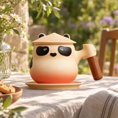 Cute Panda Ceramic Mug with Tea Lid