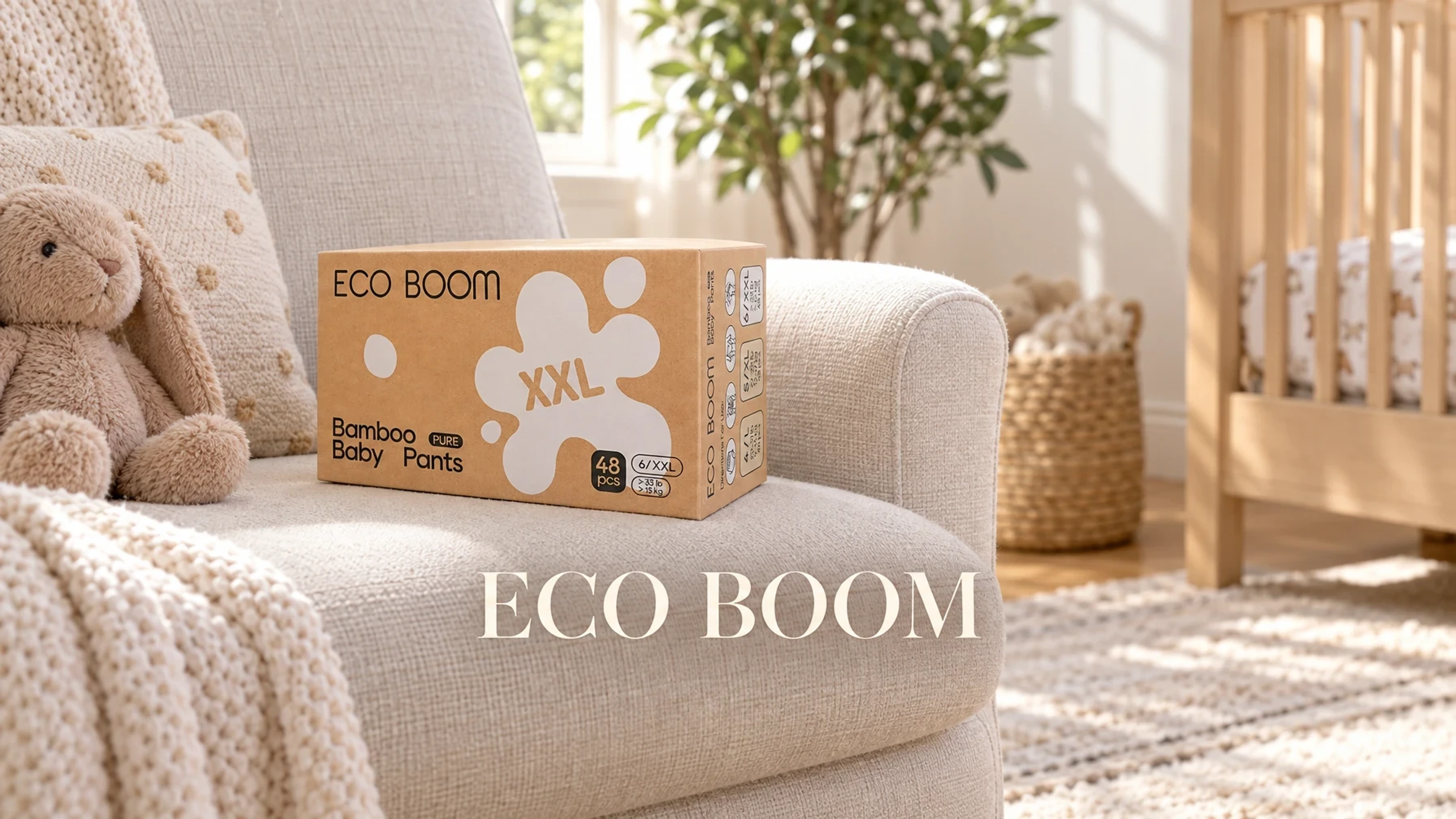 ECO BOOM Bamboo Training Pants Subscription in a bright nursery