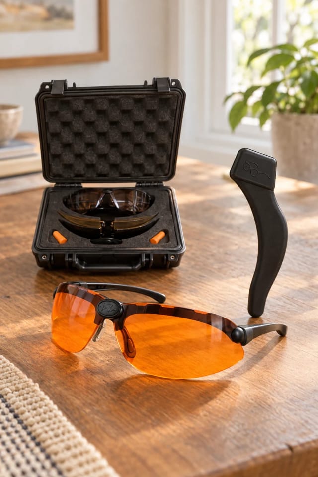 SSP Eyewear Chelan Center Fire XHD Kit - 3 Lens Kit, Chelan Clay XHD - 3 HD Lens & Unbreakable Frame and Eyewear Anchors Pair in a bright home