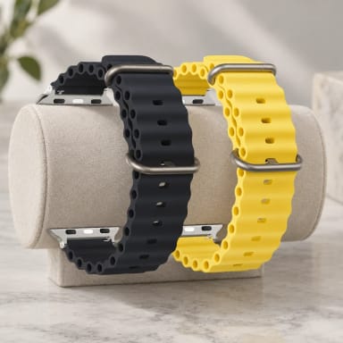 Apple Watch Ribbed Silicone Band with Metal Buckle, Solid & Two-Tone
