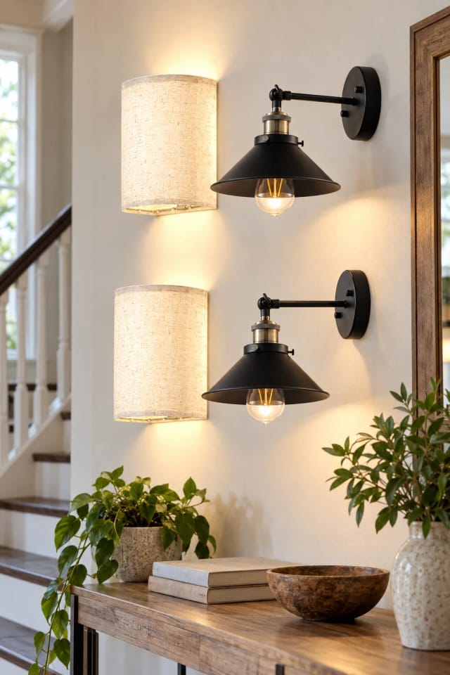 HUDYOGY Hardwired Wall Sconce Set of 3,Black Industrial Vintage Wall Mounted Lights Sconces Wall Decor for Living Room Bedside Bedroom Indoor Doorway,Wall Lamp Fixture (E26 Bulbs NOT Included), Plug in Wall Sconces Set of 3, Industrial Wall Lights with Swing Arm, Vintage Plug in Wall Lamps with Cord
