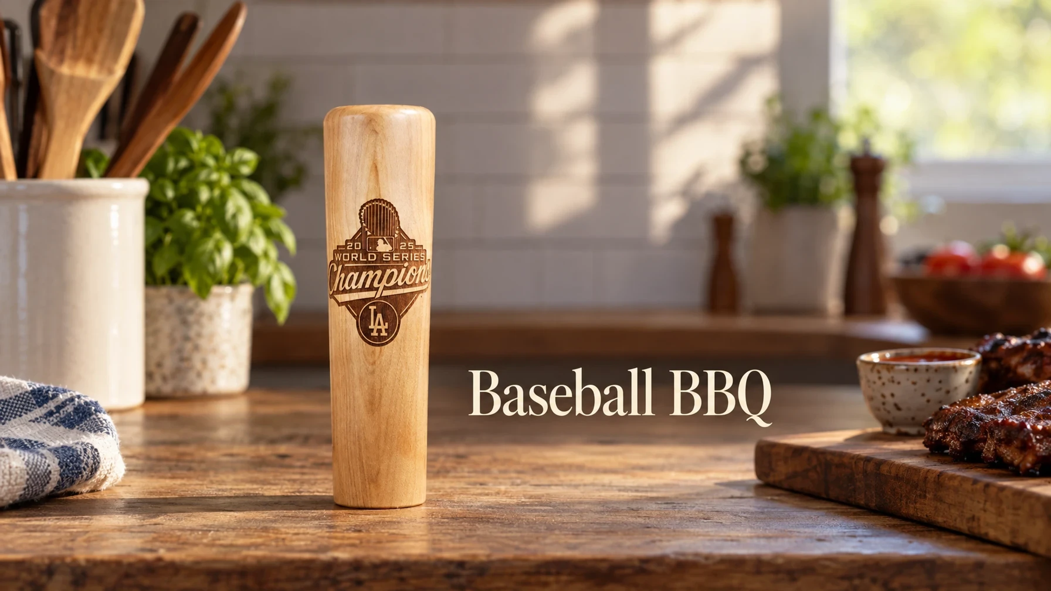 Baseball BBQ 2025 Los Angeles Dodgers World Series Champions Dugout Mug® Collective in a bright home