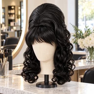 1960’s Vintage Wavy Curly Beehive Theatrical Wig in Natural Colors