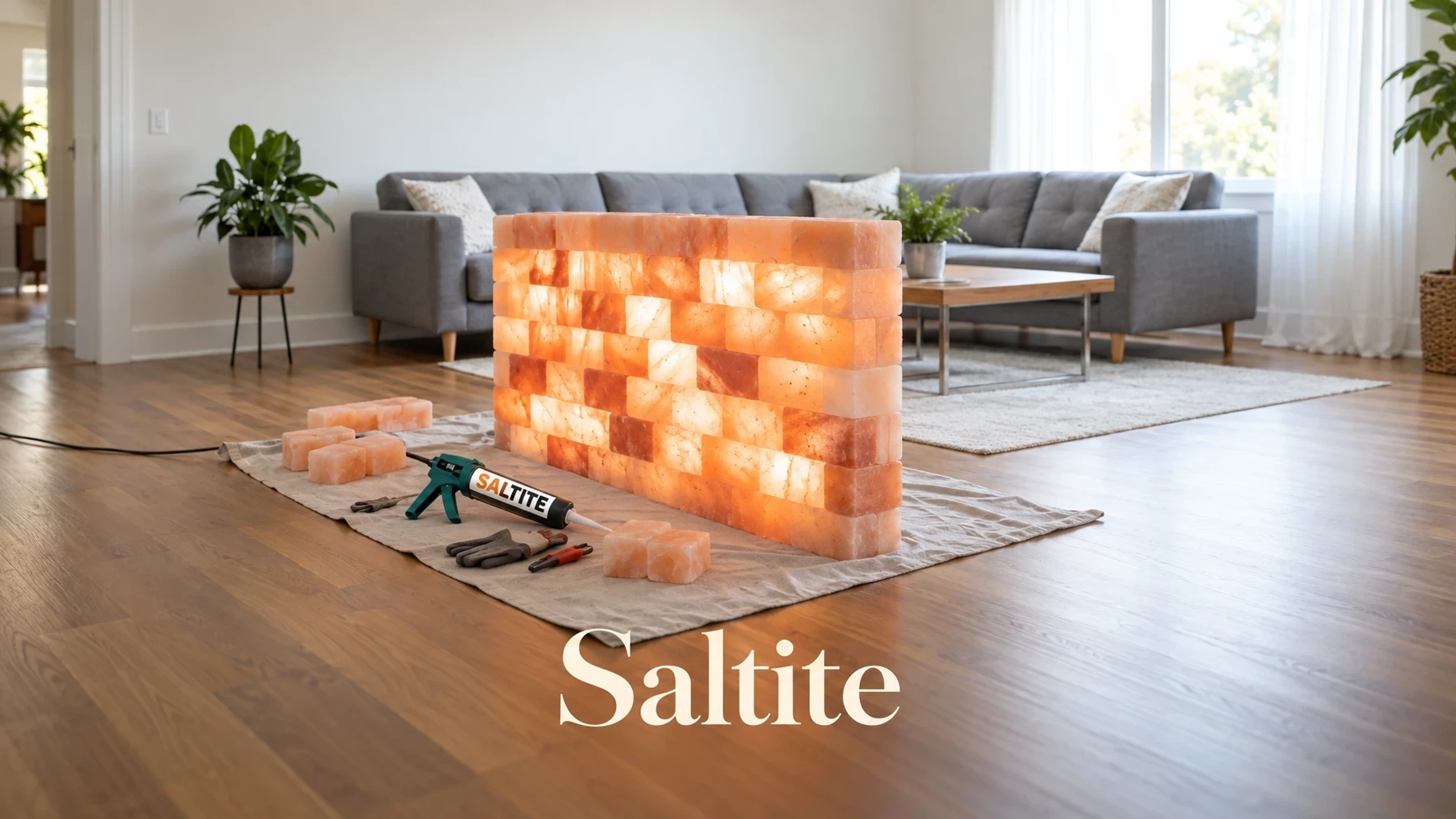 Saltite – Himalayan Salt Brick Adhesive in a bright home
