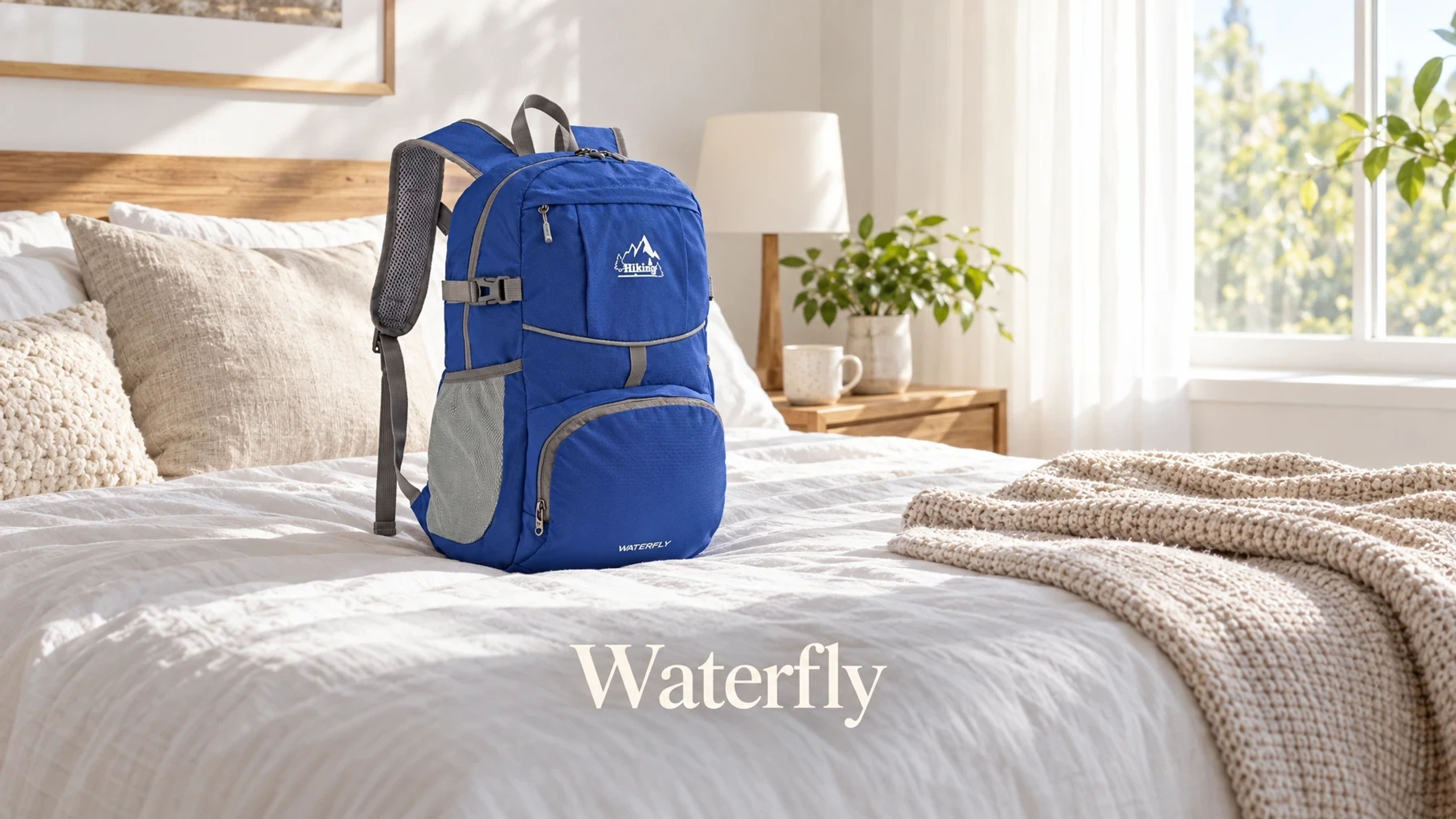 Waterfly TransformerX 6.0 UltraLight Packable Backpack in a sunlit boutique