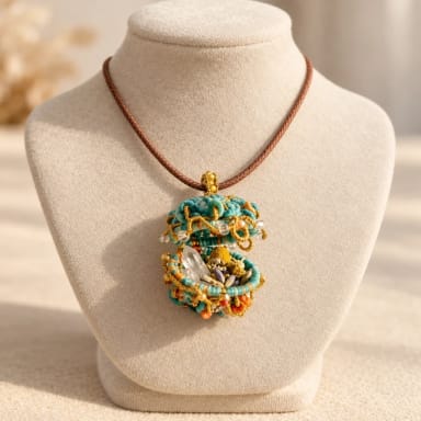 Handwoven Lotus Keepsake Pendant Necklace
