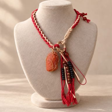 Blazing Courage Five Elements Fire Crystal Pendant – Gold-Wrapped