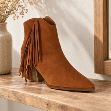 Suede Fringe Point Toe Ankle Boots