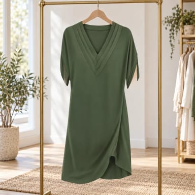 Full Size V-Neck Slit Sleeve Mini Dress Plus Size
