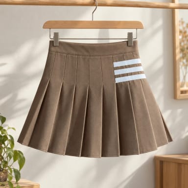 Contrast Stripe Pleated Mini Skirt For Ladies