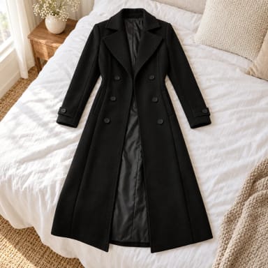 Double-Breasted Longline Coat For Women