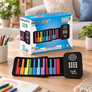 PicassoTiles 49-Key Roll-Up Piano Keyboard Learning Toy Ages 3+