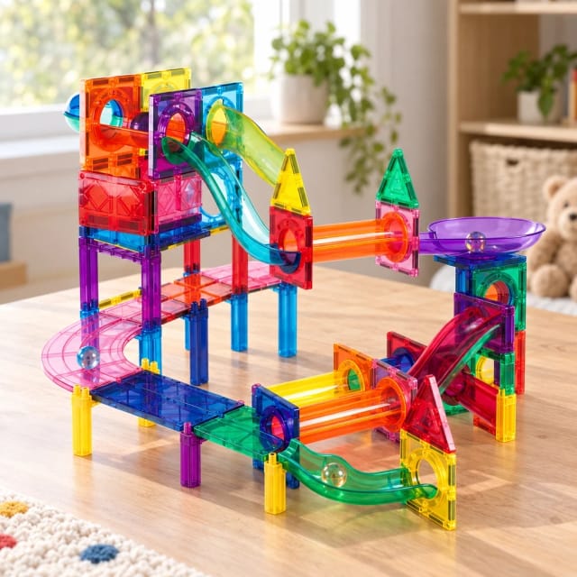 PicassoTiles Magnetic Marble Run Race Track Set (108 Pieces)