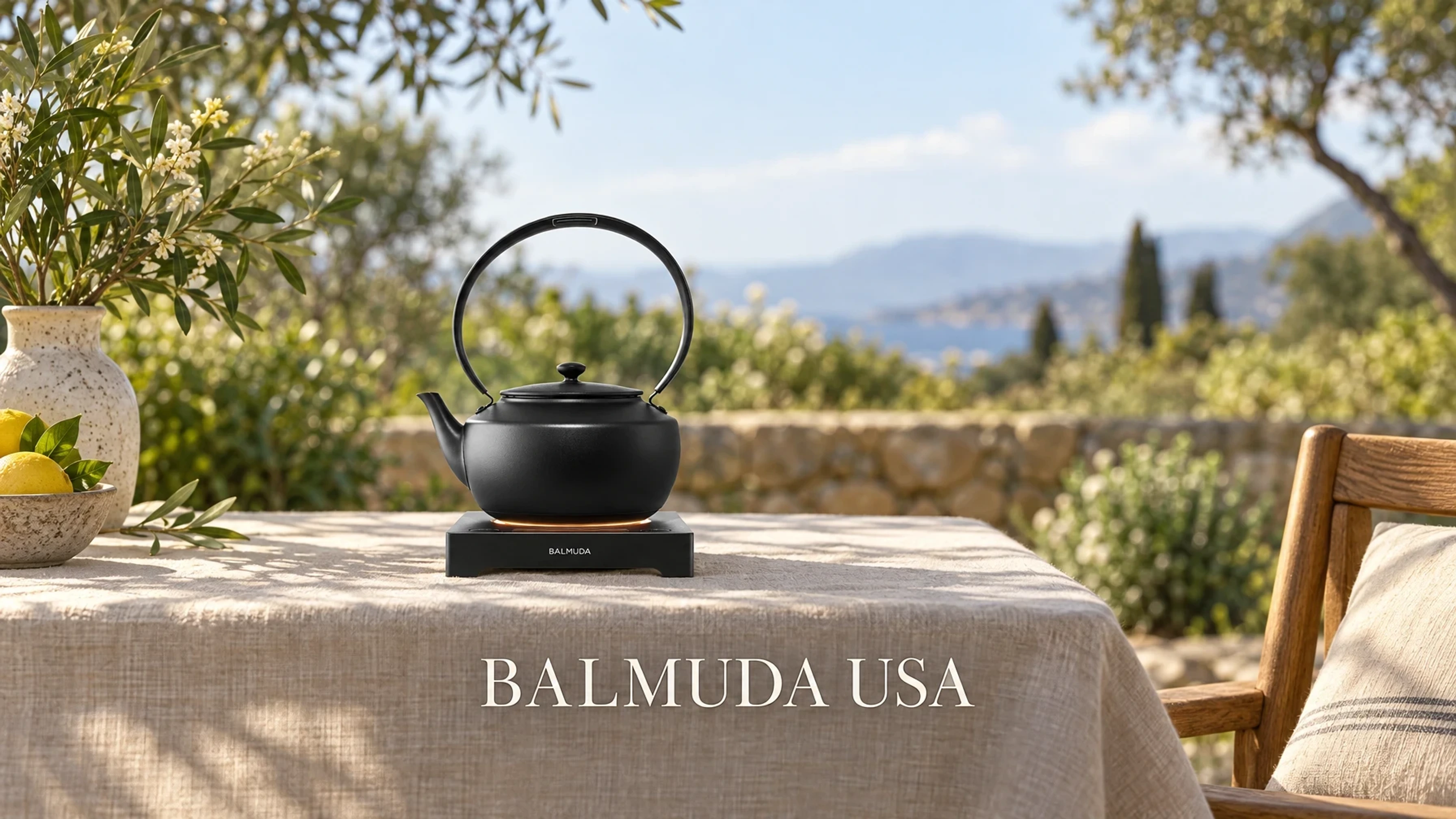 BALMUDA USA MoonKettle on a set table