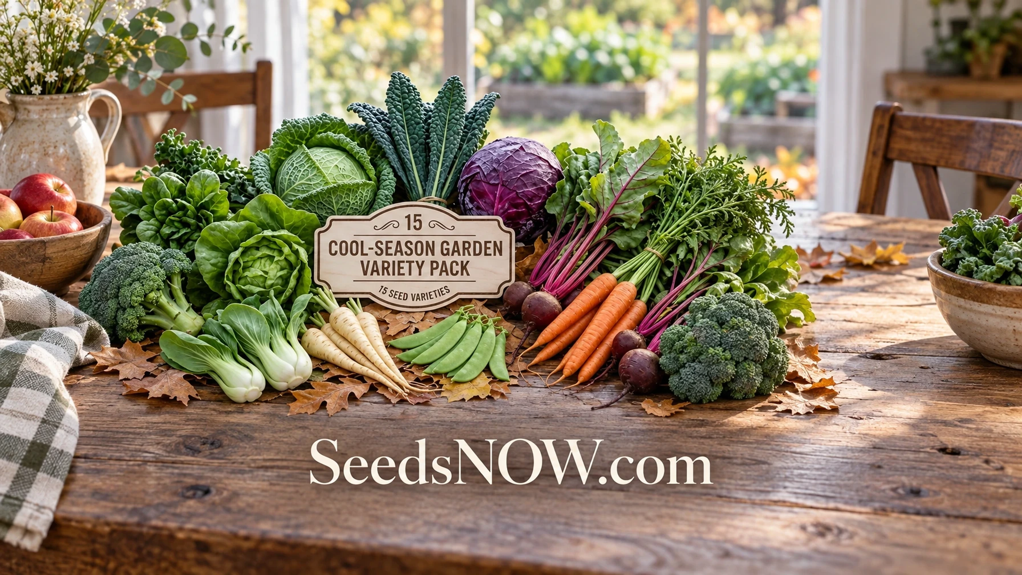 SeedsNOW.com *NEW* Cool-Season Garden Variety Pack (by Grow Zone) in a bright home