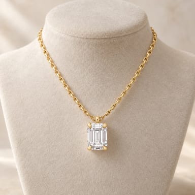 18K Gold Diamond Solitaire Necklace with Fancy Cut Diamond (0.25-1ct, F-VS2 or better)