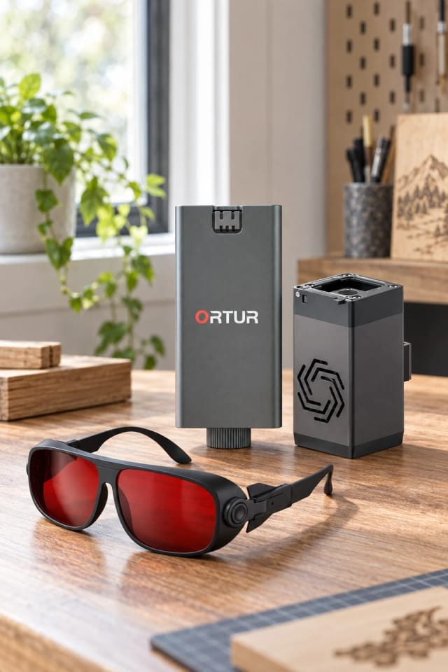 SIMSON MALL 1.3W LR4-1A 1064nm Infrared Laser Module for Ortur Laser Engraver, Ortur Window Mirror for LU3-40A & LU3-20A/20B & LU2-10A Laser Module and Ortur Safety Laser Goggles with 180-540nm Wavelength Protection in a bright home
