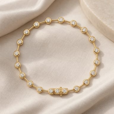 Round Lab-Grown Diamond Bezel Link Bracelet, 1.08 ct, 18K/14K Gold