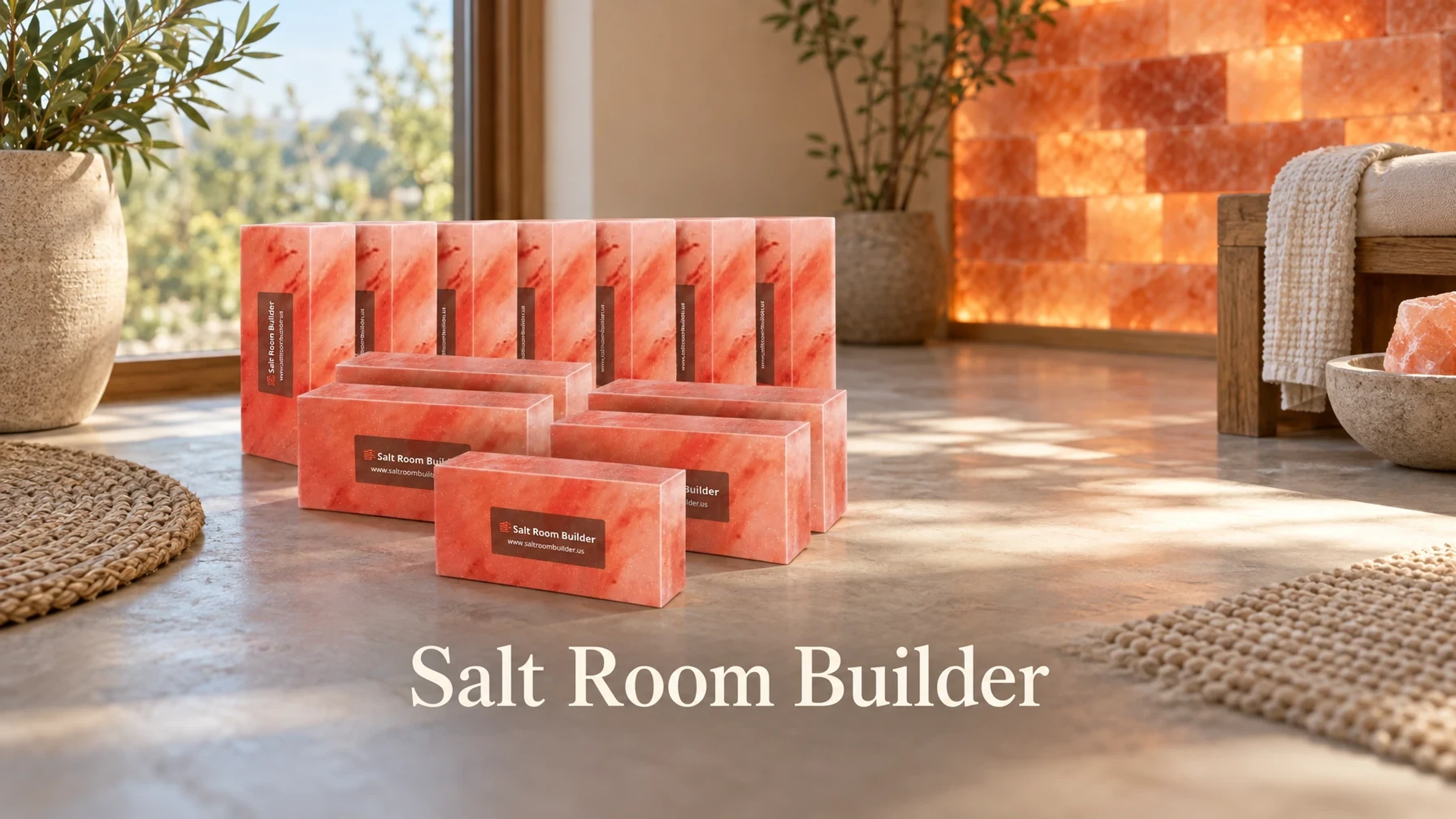 Himalayan Pink Salt Bricks 8″ x 4″ x 2″ – Pack of 500 in a bright home