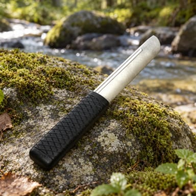 Silver and Black 9.5 Inch Training Knife - Solid Rubber Contact Prop with Safe Blade
