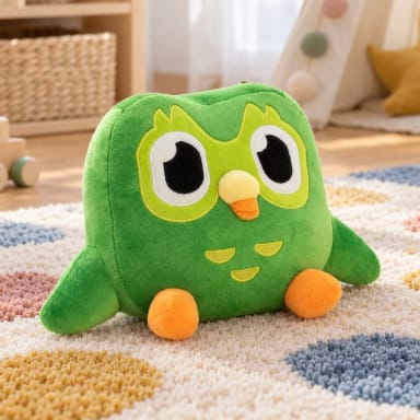 12-inch Green Duolingo Owl Plushie - Duo The Owl Soft Stuffed Animal Toy