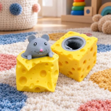 Kawaii Cheese Mouse Squeeze Toy - Stress Relief Sensory Fidget Toy in 3 Colors