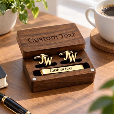 Custom Monogram Cufflinks & Tie Clip