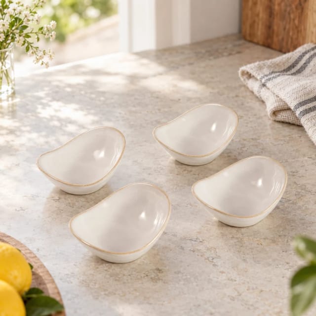 DECOSIGNATURE Pearl White Organic Pinch Bowl Set