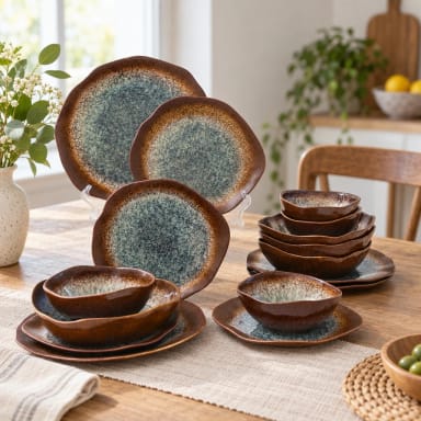 Espresso Stone 16-Piece Organic Dinnerware Set