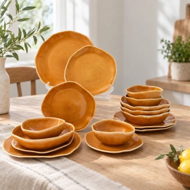 Golden Amber 16-Piece Organic Dinnerware Set