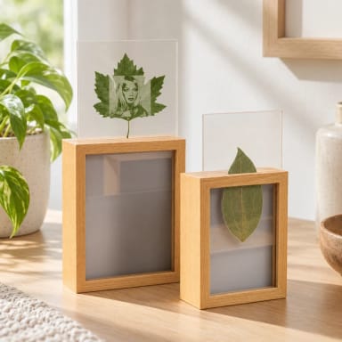 Leaf Carved Photo Frame with Light