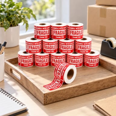 3" x 2" Fragile Shipping Stickers – 6,000 Labels per carton, 12 Rolls × 500, Handle with Care Labels