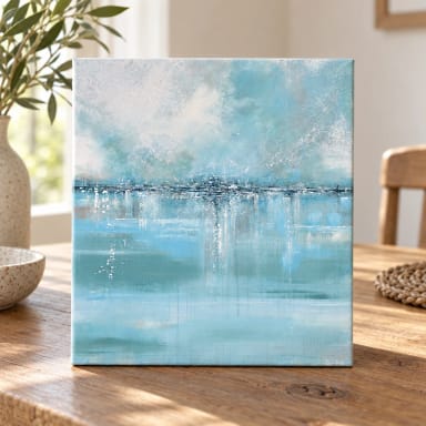 "Sea Glass" GICLÉE PRINT Art Abstract Painting Blue Sea Foam Green Grey White Canvas Coastal Wall Art