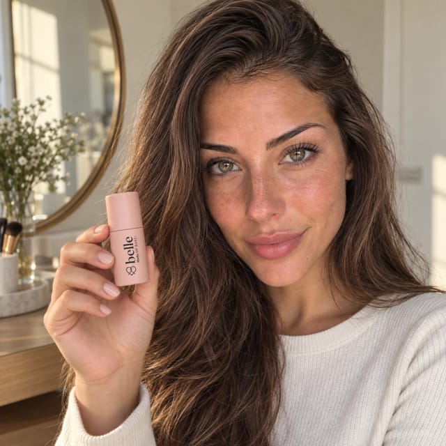 8belle Gel BASE Coat - Coconut Milk, HEMA-Free, Soak-Off UV/LED presented by Léa, Trovemont's virtual model (AI-generated)